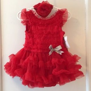 Baby Essentials 9 month red dress and headband